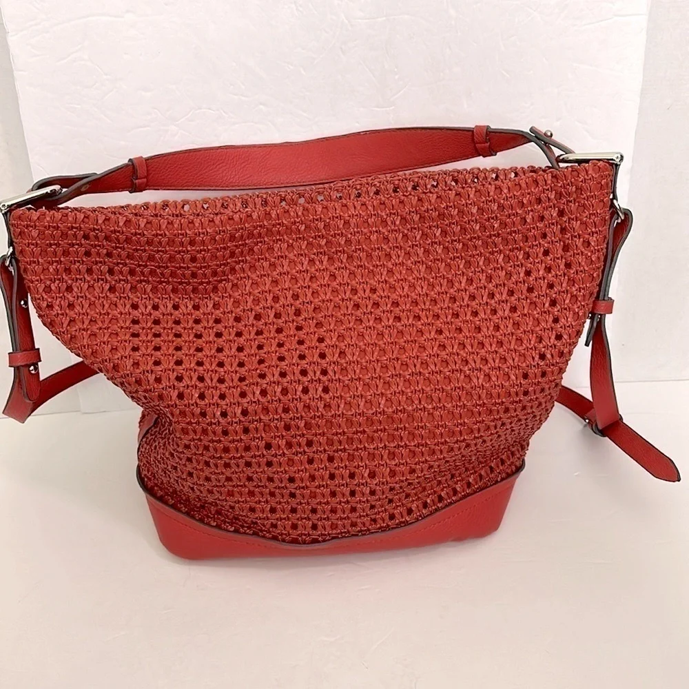 PARFOIS Basket weave HOBO/SHOULDER BAG in an orangish red color NWOT